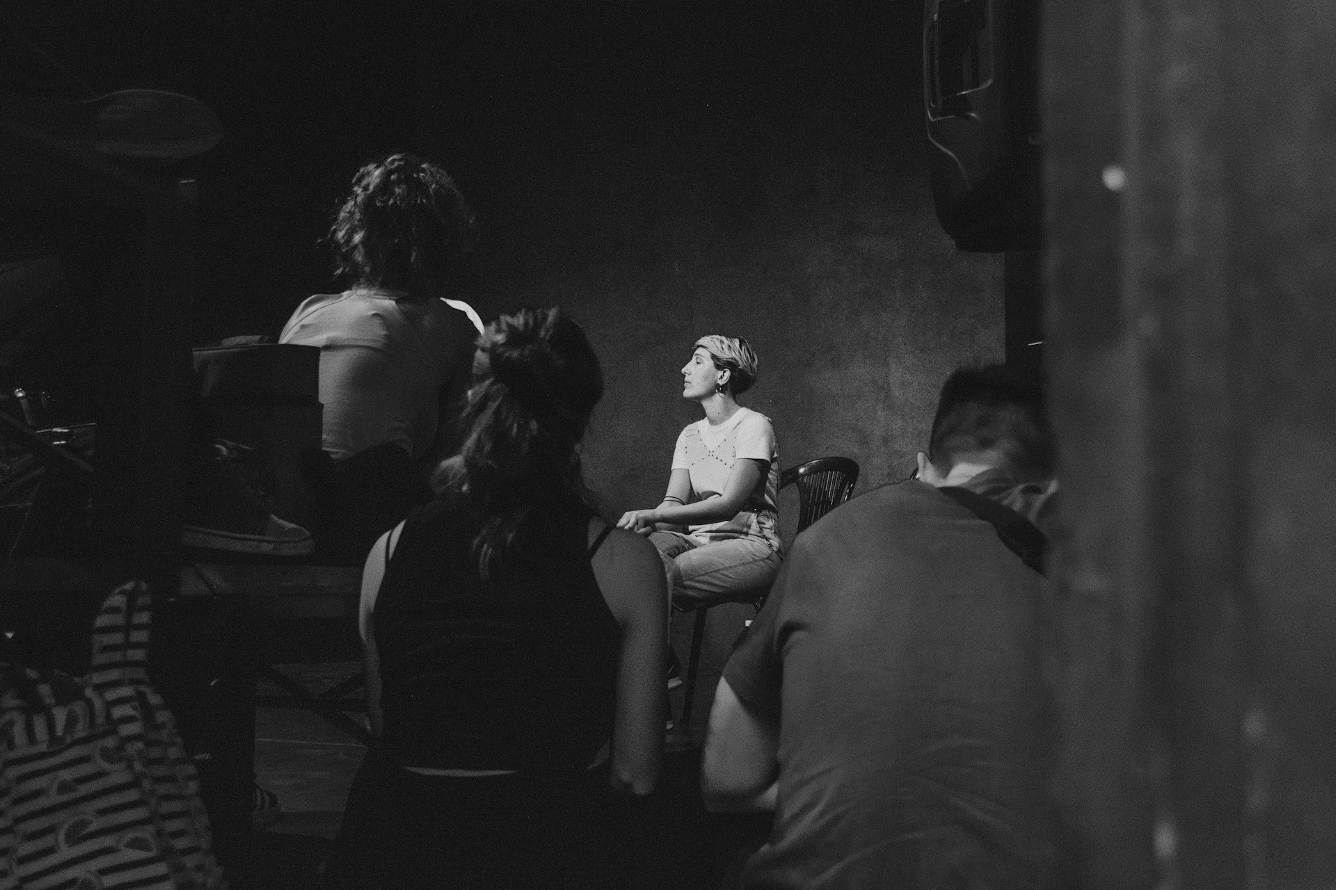 a black and white photo of a group of people